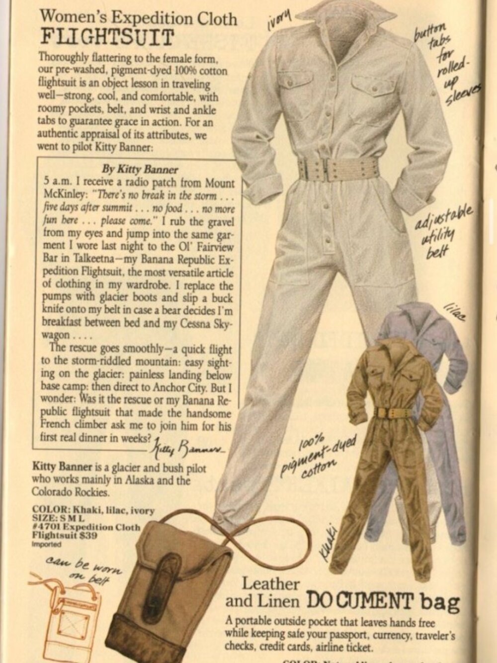 Vintage BANANA REPUBLIC 80s Flight Jumpsuit (Safari Military Surplus Style)